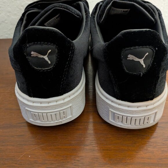 Puma Basket Platform Strap Velvet Rope Black Women's Casual Sneakers - Picture 3 of 5